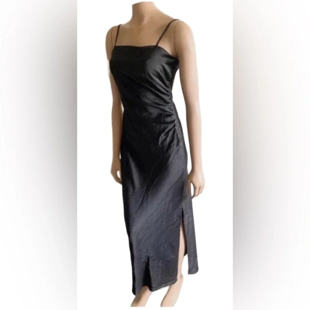 house of harlow 1960 black satin dress HOUSE OF HARLOW 1960 black satin keyhole